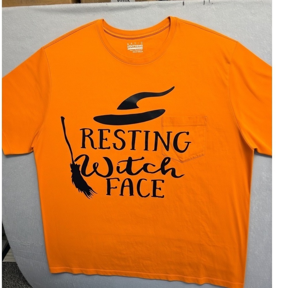 Basic Editions Graphic T-Shirt Women 3XLT Orange Resting Witch Face